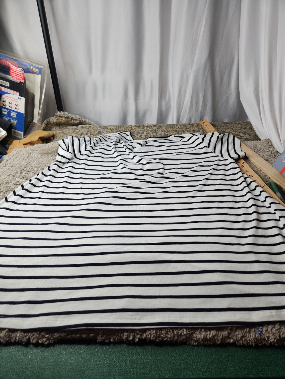 Classic Black & White Striped Women’s Tee - Daily Ritual - XXL